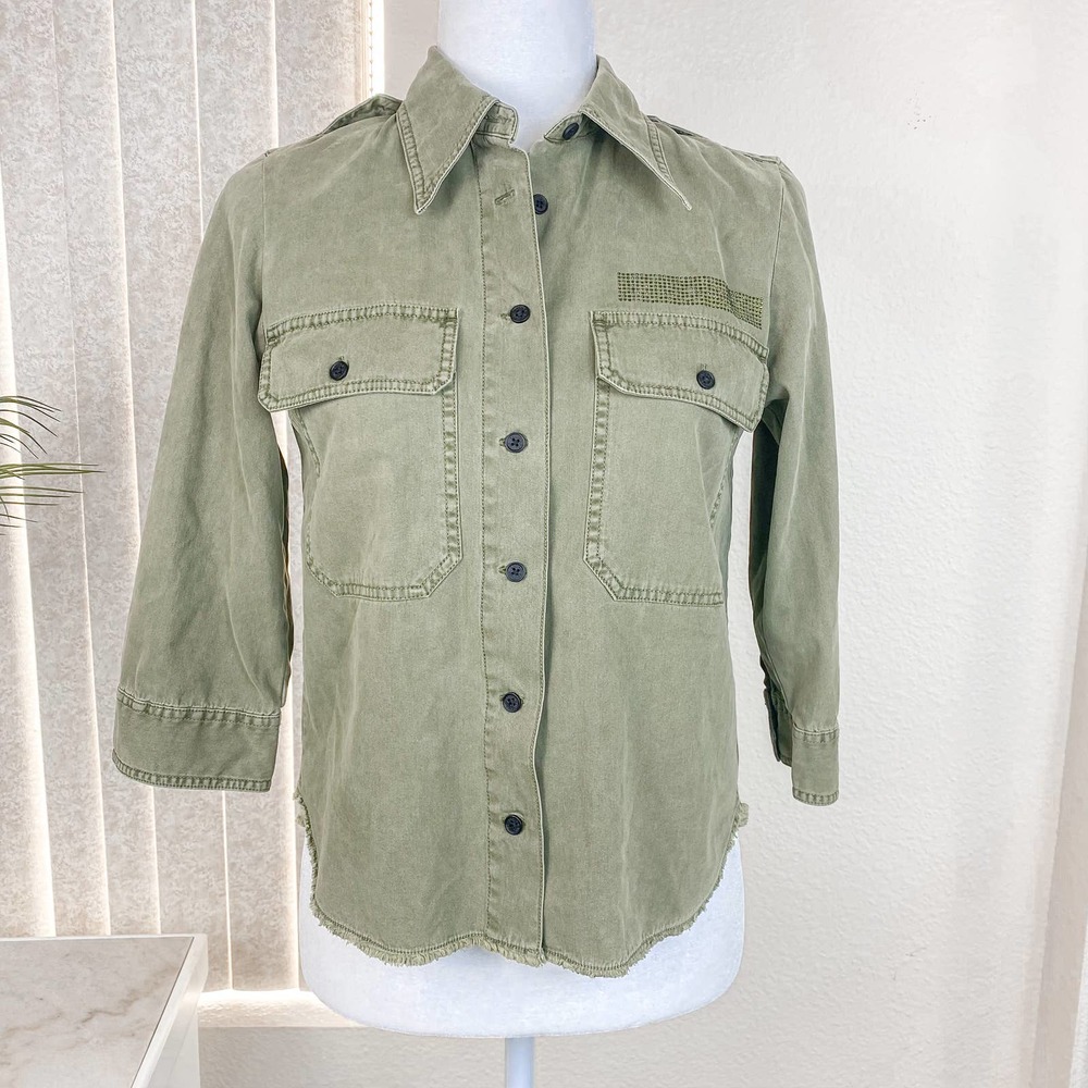 Zadig and Voltaire Toast Mili Green Military Shacket Shirt Size XS - Picture 6 of 14